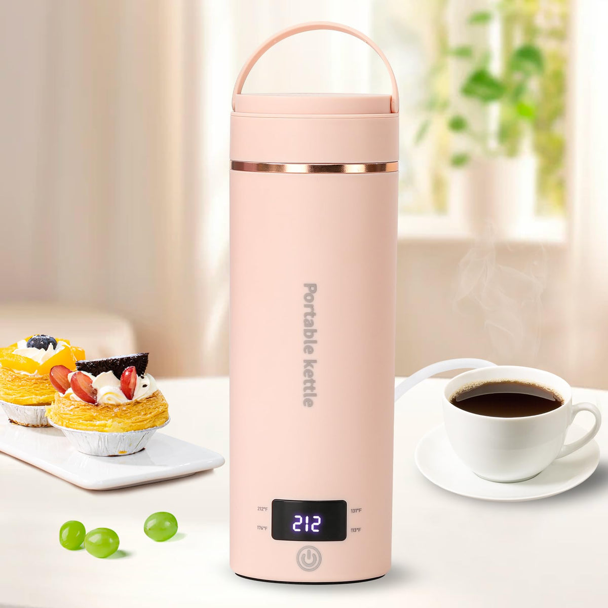 Portable Electric Kettle for Travel 120V, 13.5oz, 4 Temp Settings
