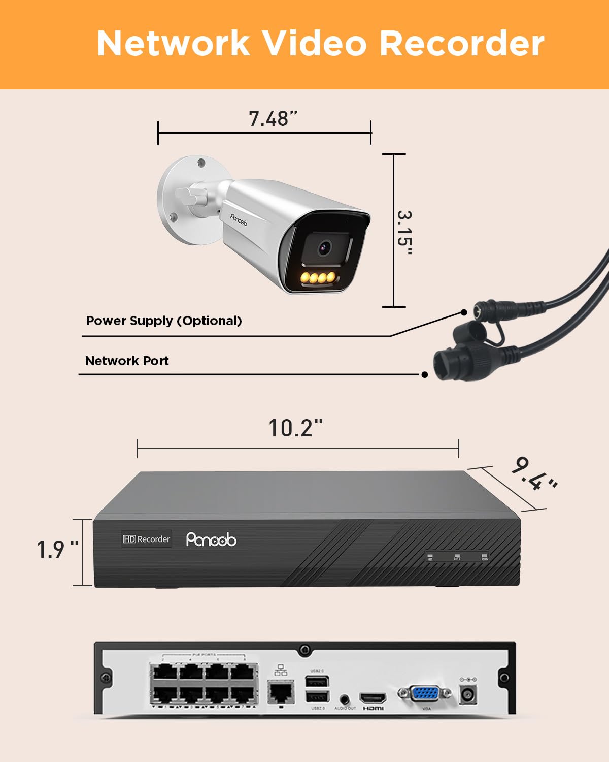 PoE 32 Channel Security Camera System with 8TB HDD, PB65A2032-5MD