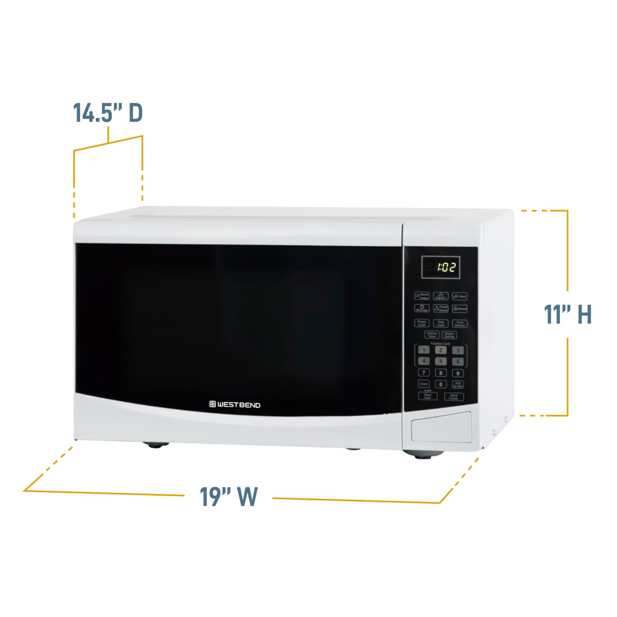 West Bend Microwave Oven, 900-Watts, 0.9 Cu.Ft., in Black Finish