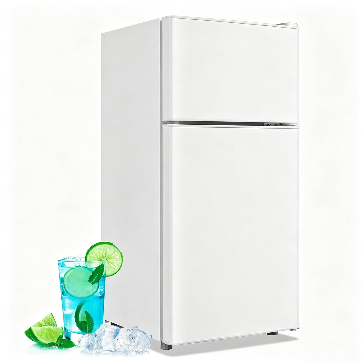 45L Personal Double‑Door Mini Fridge With Freezer, Pink