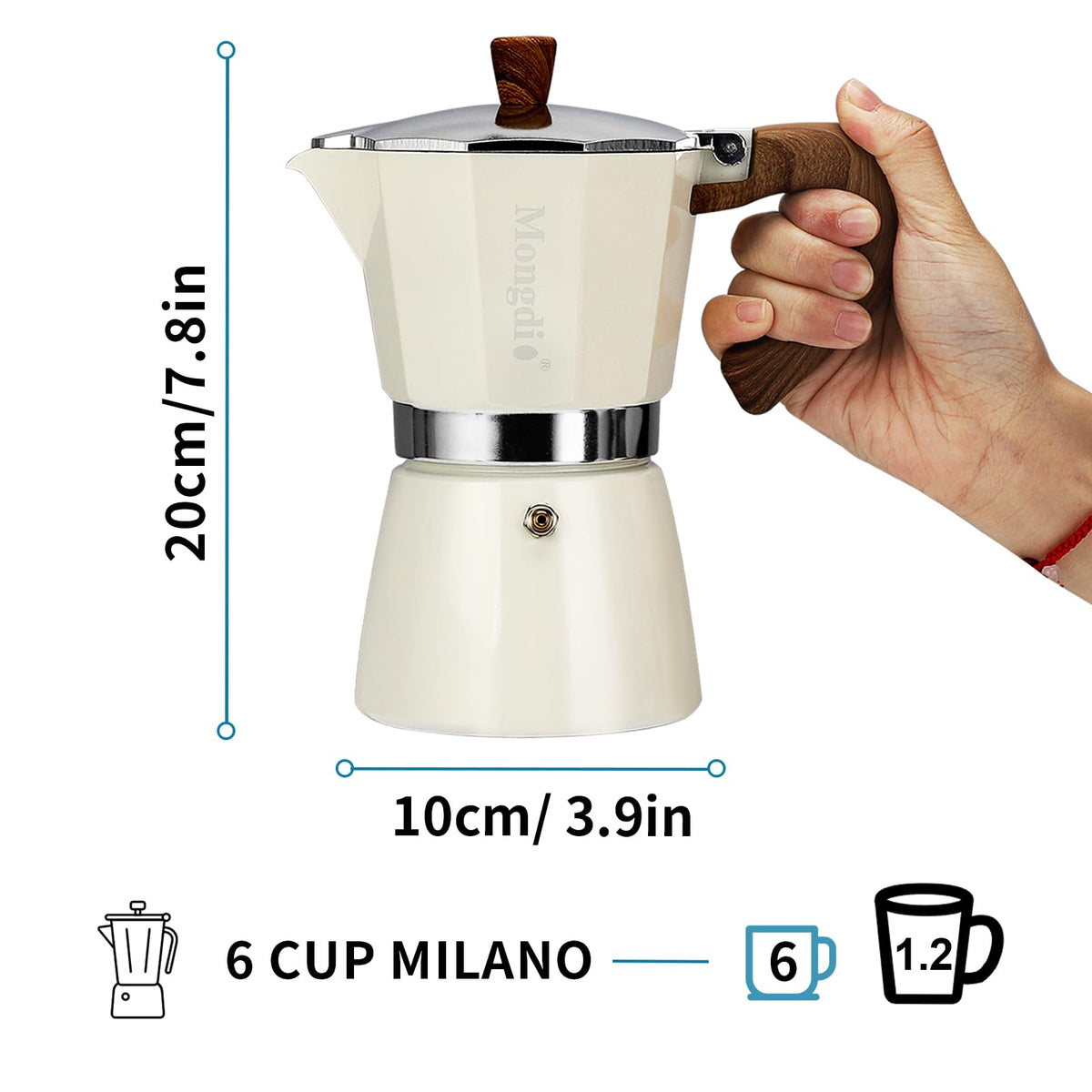 Mongdio Stovetop Espresso Maker Moka Pot, Cuban Coffee Maker Stove Top Coffee Maker Moka Italian Espresso Greca Coffee Maker Brewer Percolator, 6 Espresso Cups, 10 oz - Black