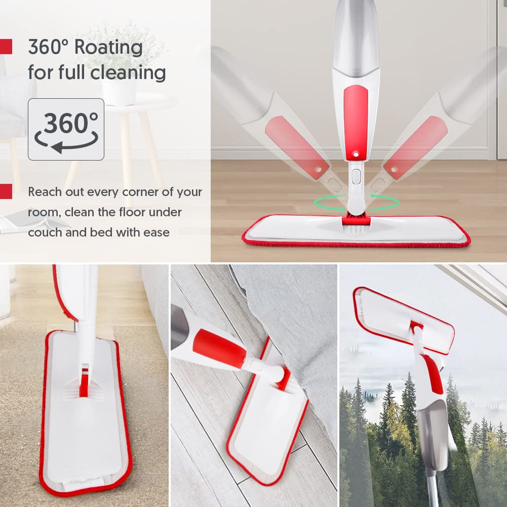 Spray Mop for Floor Cleaning: Microfiber Wet Dry Mops with 3 Washable Pads