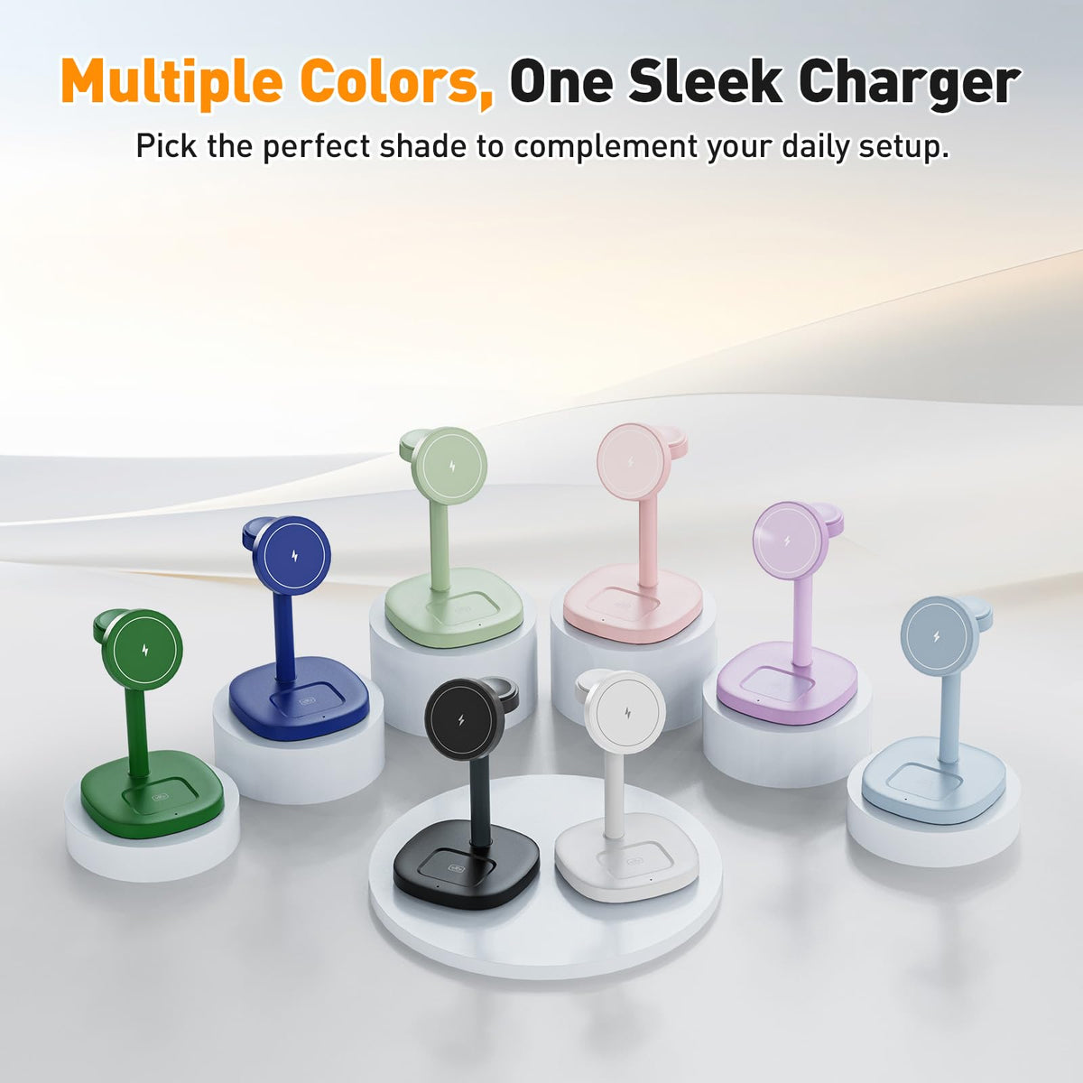 3 in 1 Fast Charging Station, 15W Magnetic Wireless Charger Stand