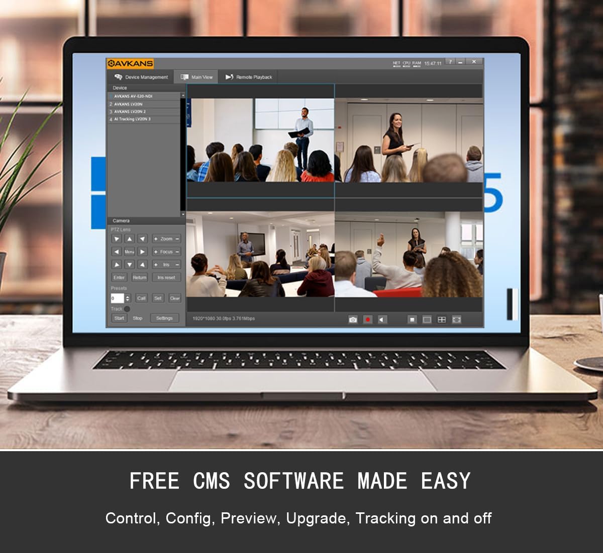 4K HDMI PTZ Camera NDI with 12X, SDI AI AUTO Tracking PTZ Camera with IP Live Streaming for Church Worship Live Events, PoE Support(AV4KN Silver)