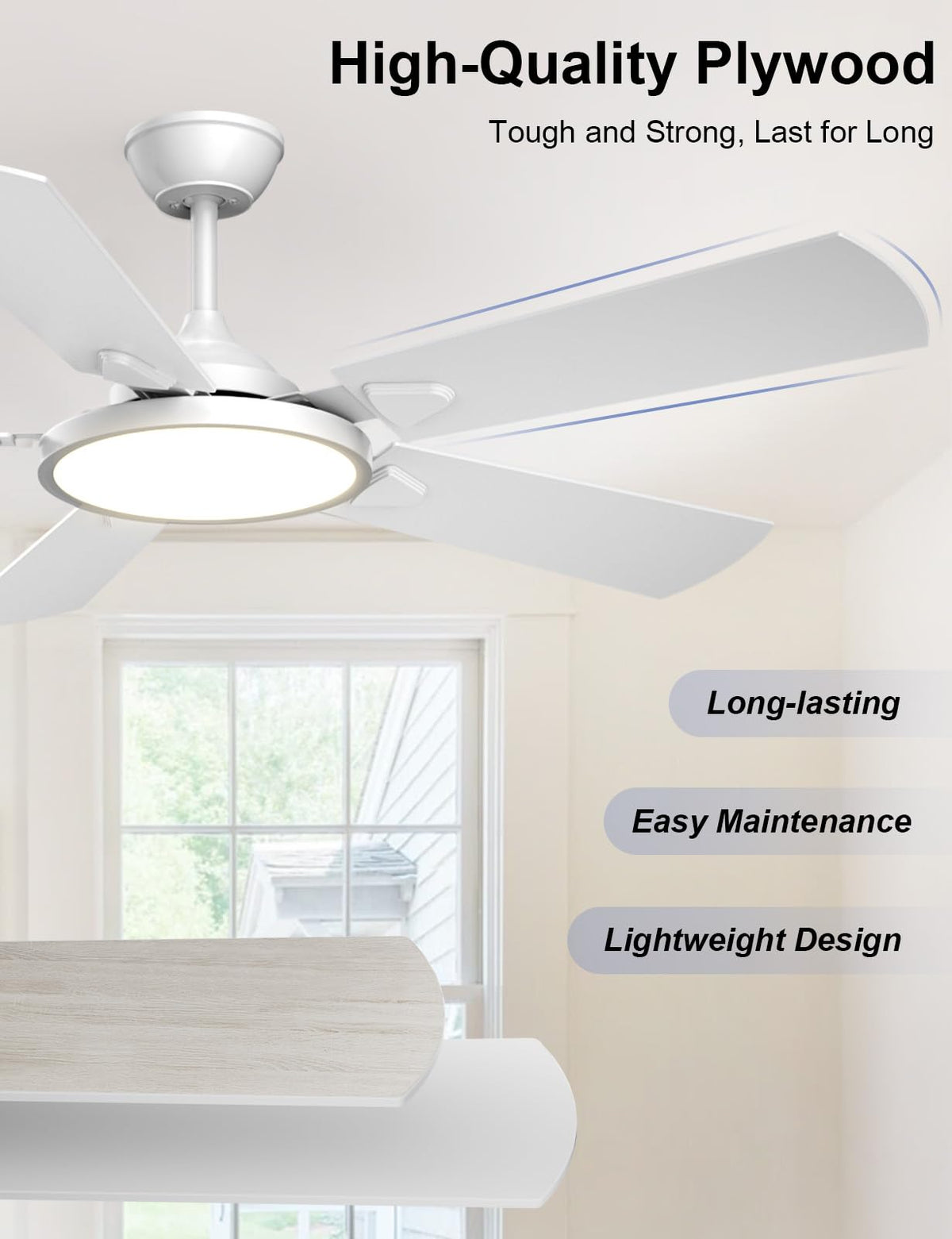 OJX 52 Inch Ceiling Fans with Lights and Remote/APP Control