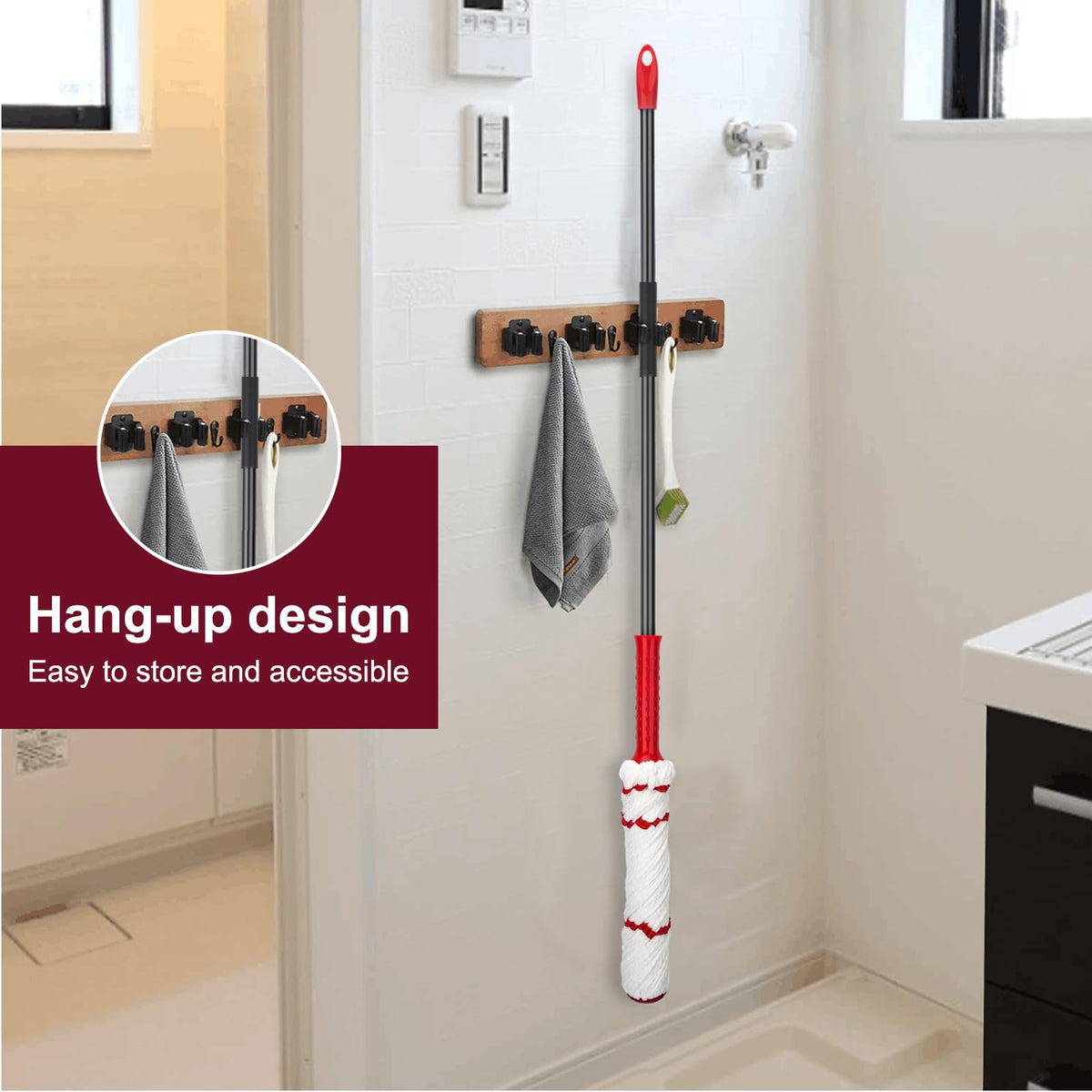 Self-Wringing Twist Mops for Floor Cleaning, Microfiber Floor mop with 57 " Long Handle, Easy Wringing Mop for Hardwood Commercial Household Clean