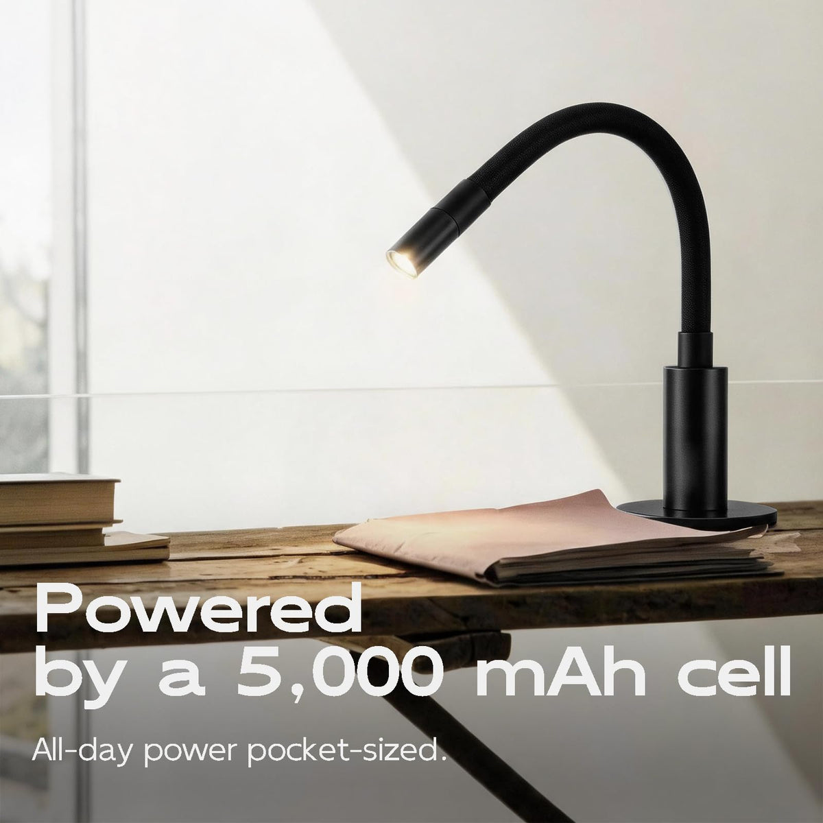 V4Light Reading Lamp, Rechargeable Gooseneck Desk Lamp, Focused LED Light