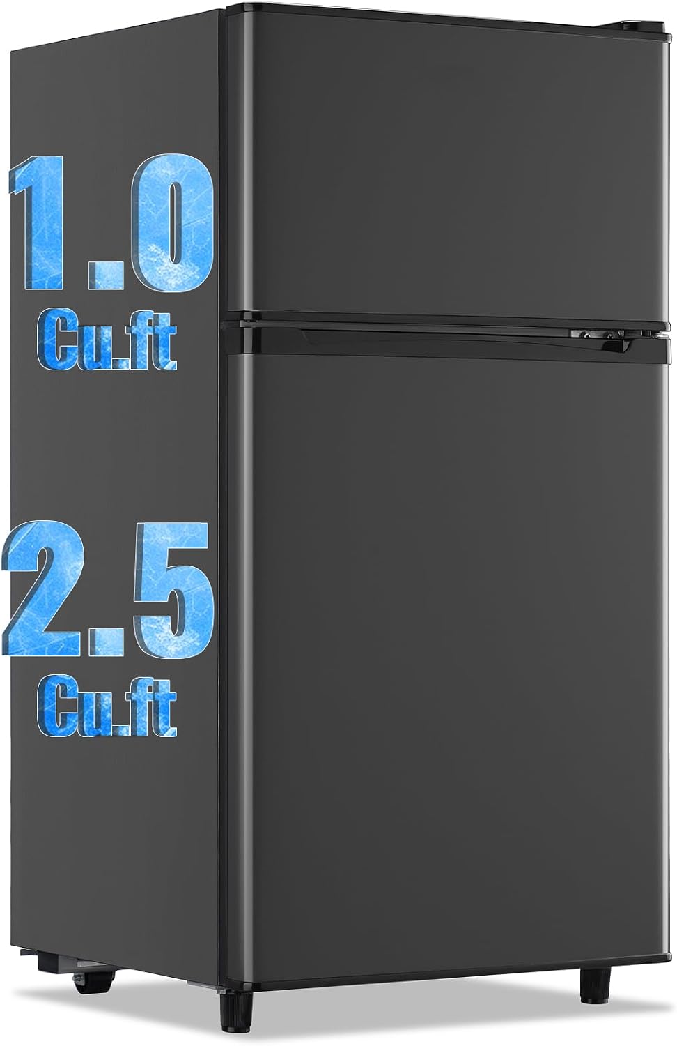 3.5 Cu.Ft Compact Refrigerator Gray, Dual-Door MIni Fridge for Home