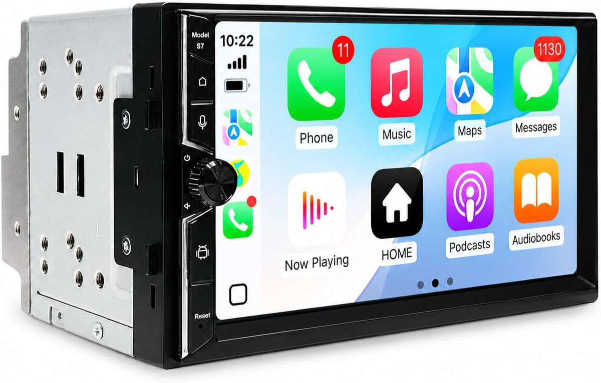 Double Din Car Stereo, 7" QLED Touchscreen 1280×720, 2GB RAM 64GB ROM