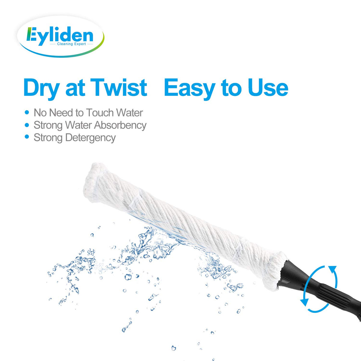 Eyliden Mop with 2 Reusable Microfiber Heads, Easy Wringing Twist Mop