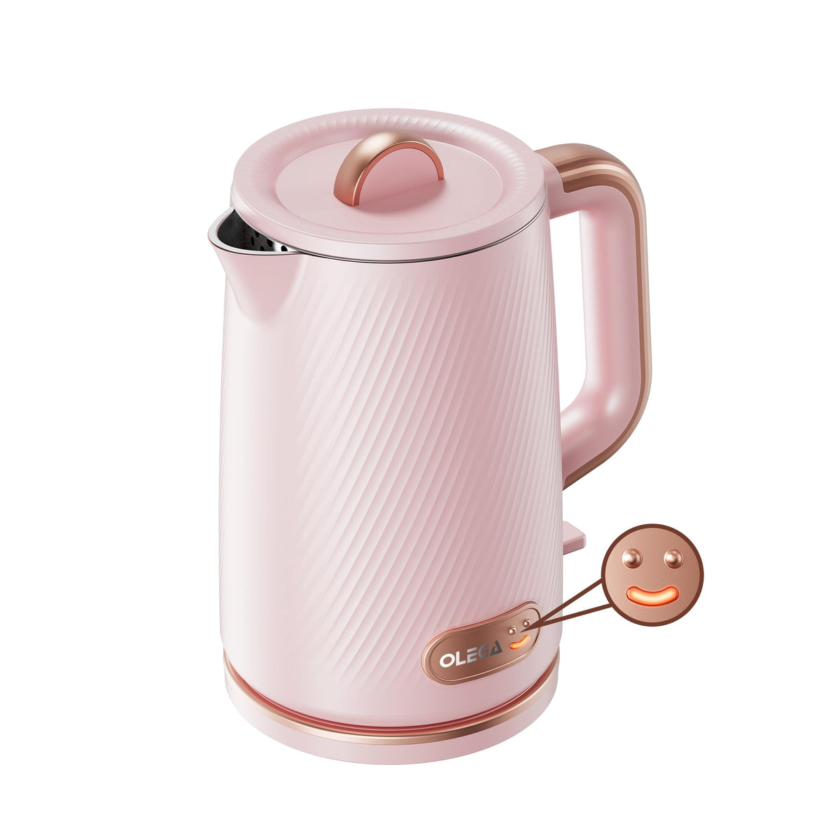 OLEGA Electric Kettle: 1200W Fast Boil Electric Water Kettles, 1.5L Double Wall Stainless Steel Tea Kettle, Auto Shut-Off, BPA-Free Hot Water Boiler Teapot for Coffee & Tea -Ligth Green