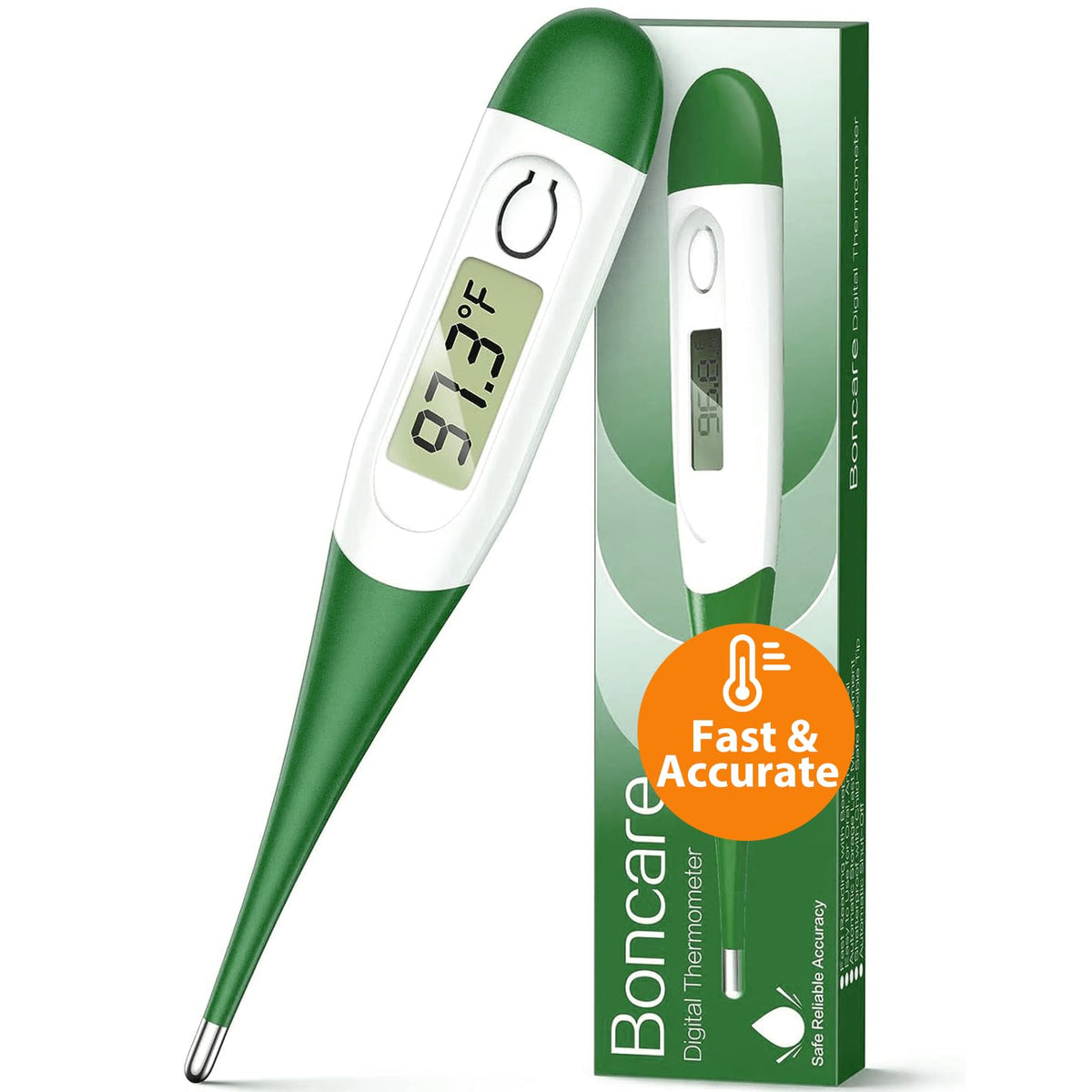 Boncare 10 Seconds Oral Thermometer for Adults and Kids, Light Blue