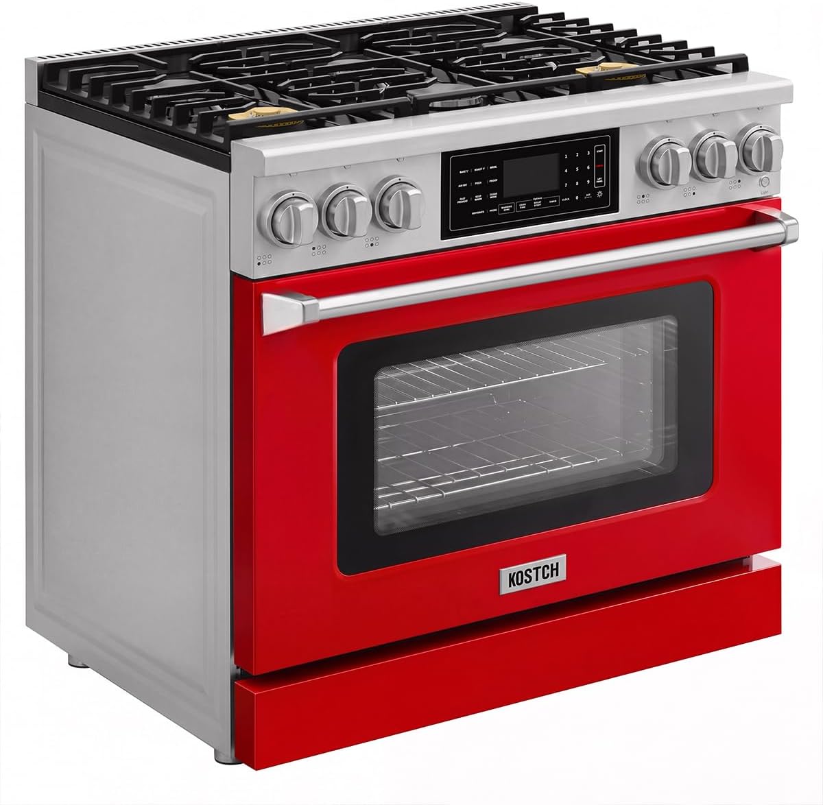 Tilt Panel 36" Natural Gas Range with 6.2 cu ft True Convection Oven (Red)