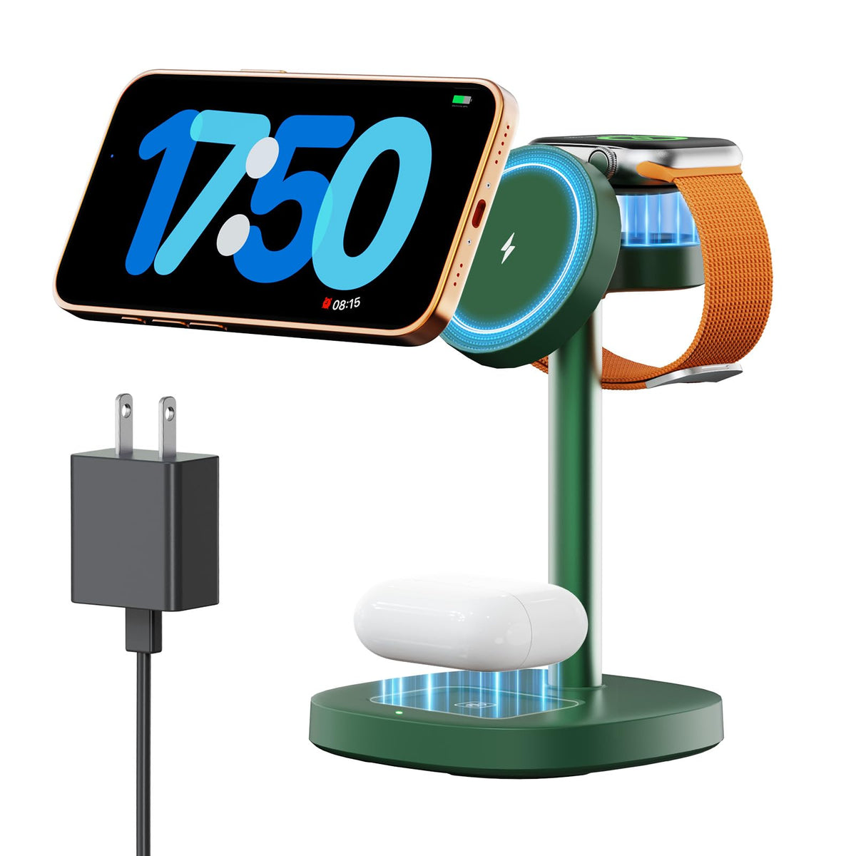 3 in 1 Fast Charging Station, 15W Magnetic Wireless Charger Stand