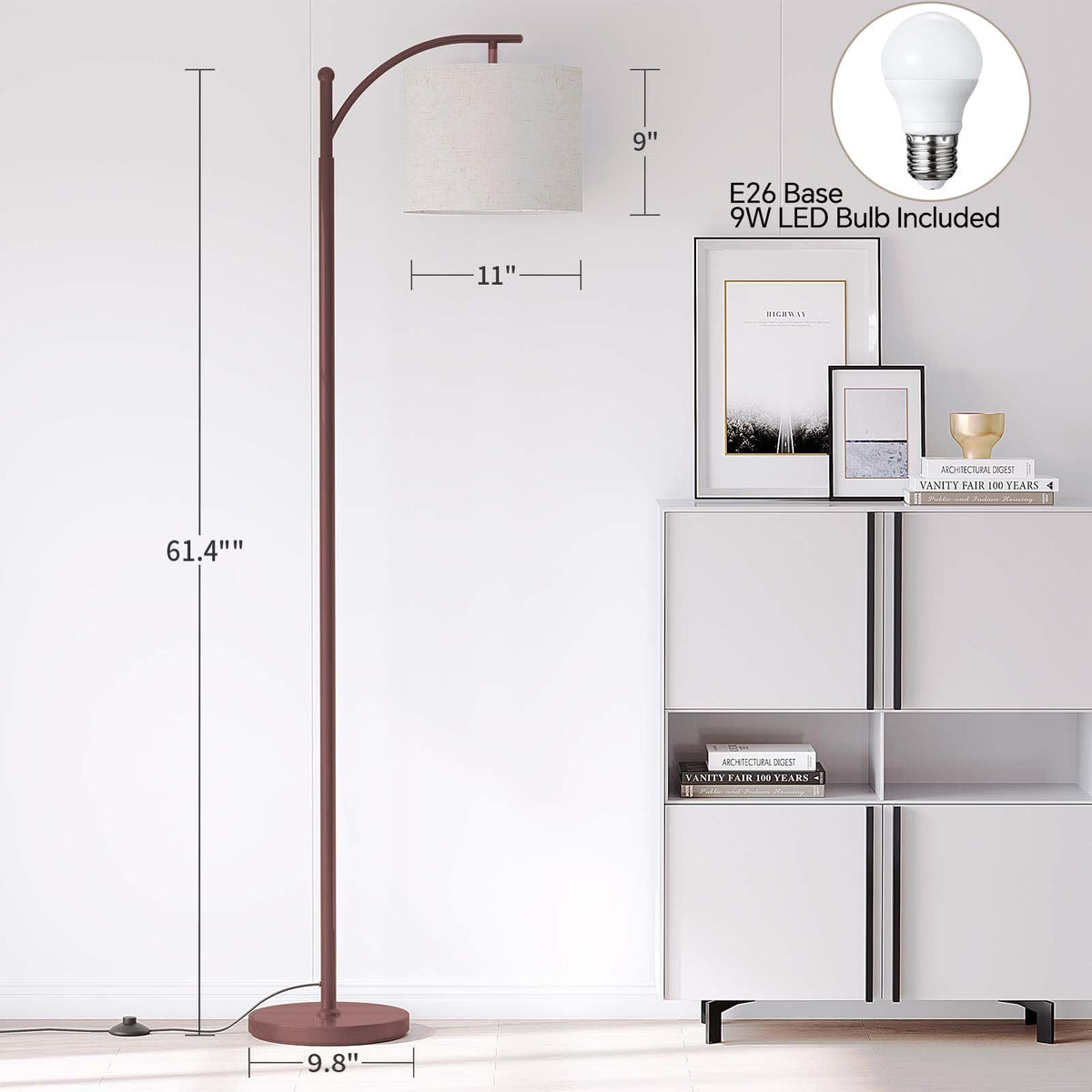 SUNMORY Arc Floor Lamp, Modern Floor Lamp with 3 Color Temperatures Bulb