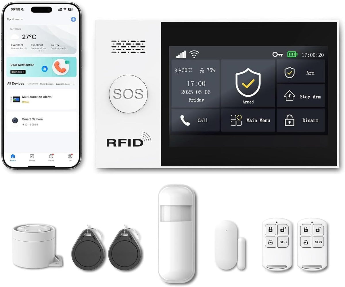 WiFi Wireless Alarm System for Home Security - 24/7 Protection Smart Device