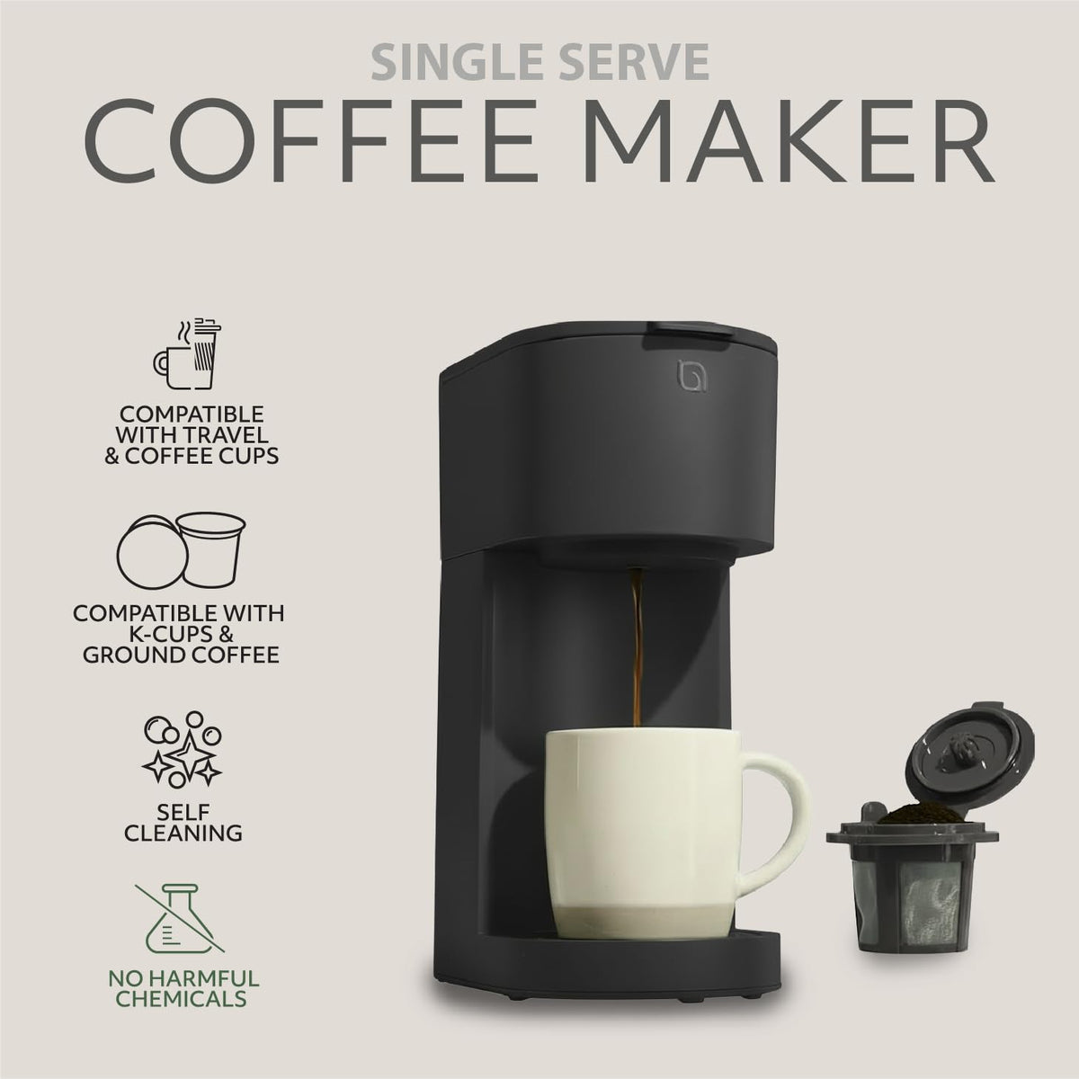 WILLOW K-Cup Coffee Maker, Single Serve Coffee Maker with 6 to 12oz Brew Size & Strong Brew Option, Single Cup Coffee maker made with 99% PCR Recycled Plastics, Coffee Machine
