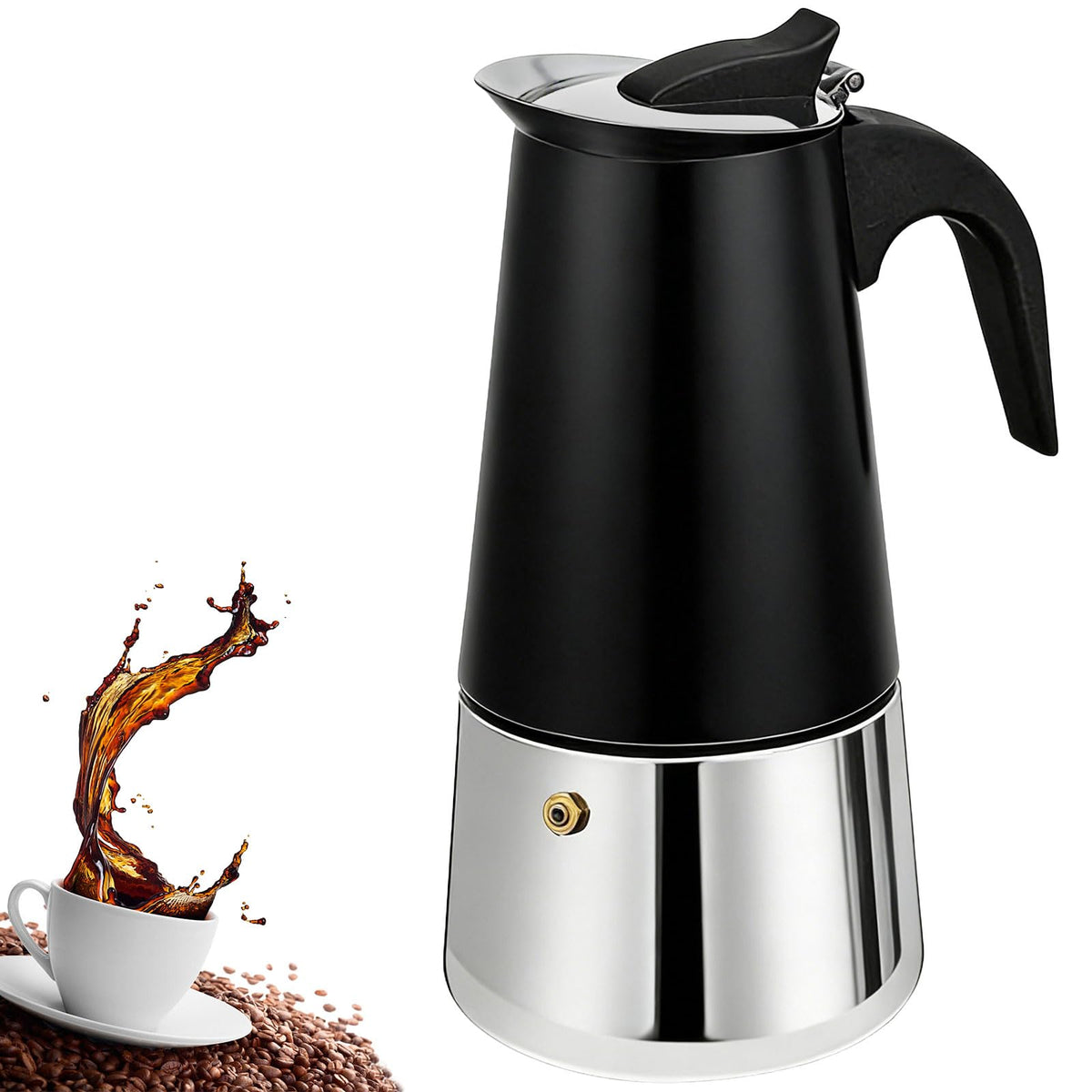 6 Cup Stovetop Espresso Maker Stainless Steel Moka Pot Stove Top Percolator Italian Coffee Makers Capable Mocha Greca Machine Cafe Classic Induction Cookers for Home and Camping 300ml 10oz