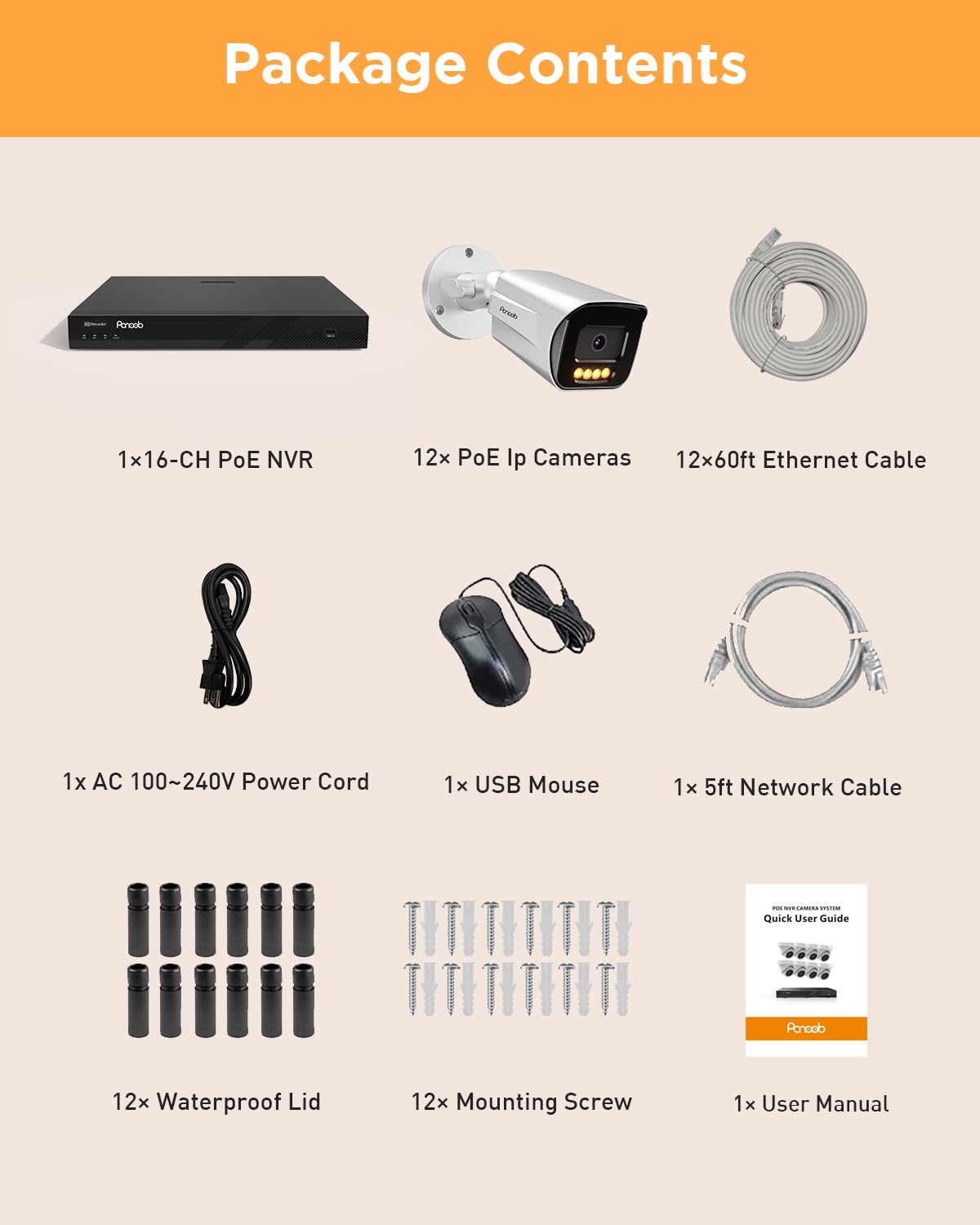 PoE 32 Channel Security Camera System with 8TB HDD, PB65A2032-5MD
