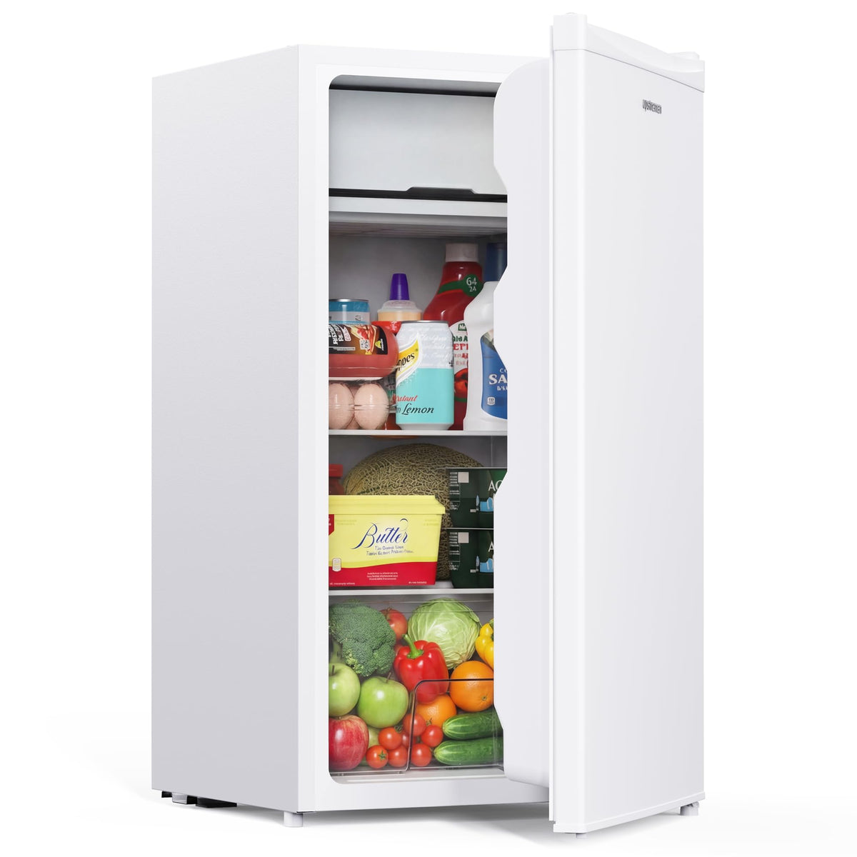 Upstreman 3.2 Cu.Ft Mini Fridge with Freezer, Black-BR321