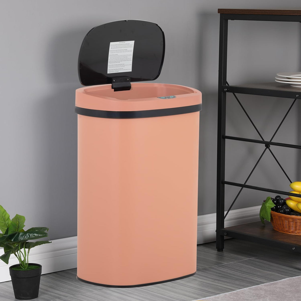 BestOffice | 13 Gallon Stainless Steel Trash Can with Lid | Steel