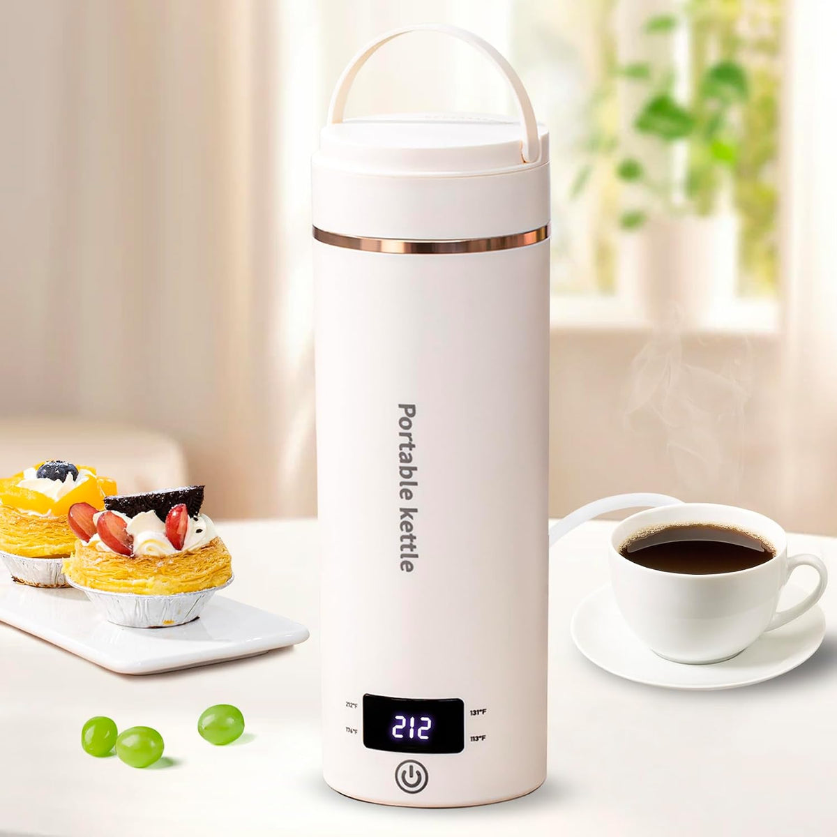 Portable Electric Kettle for Travel 120V, 13.5oz, 4 Temp Settings