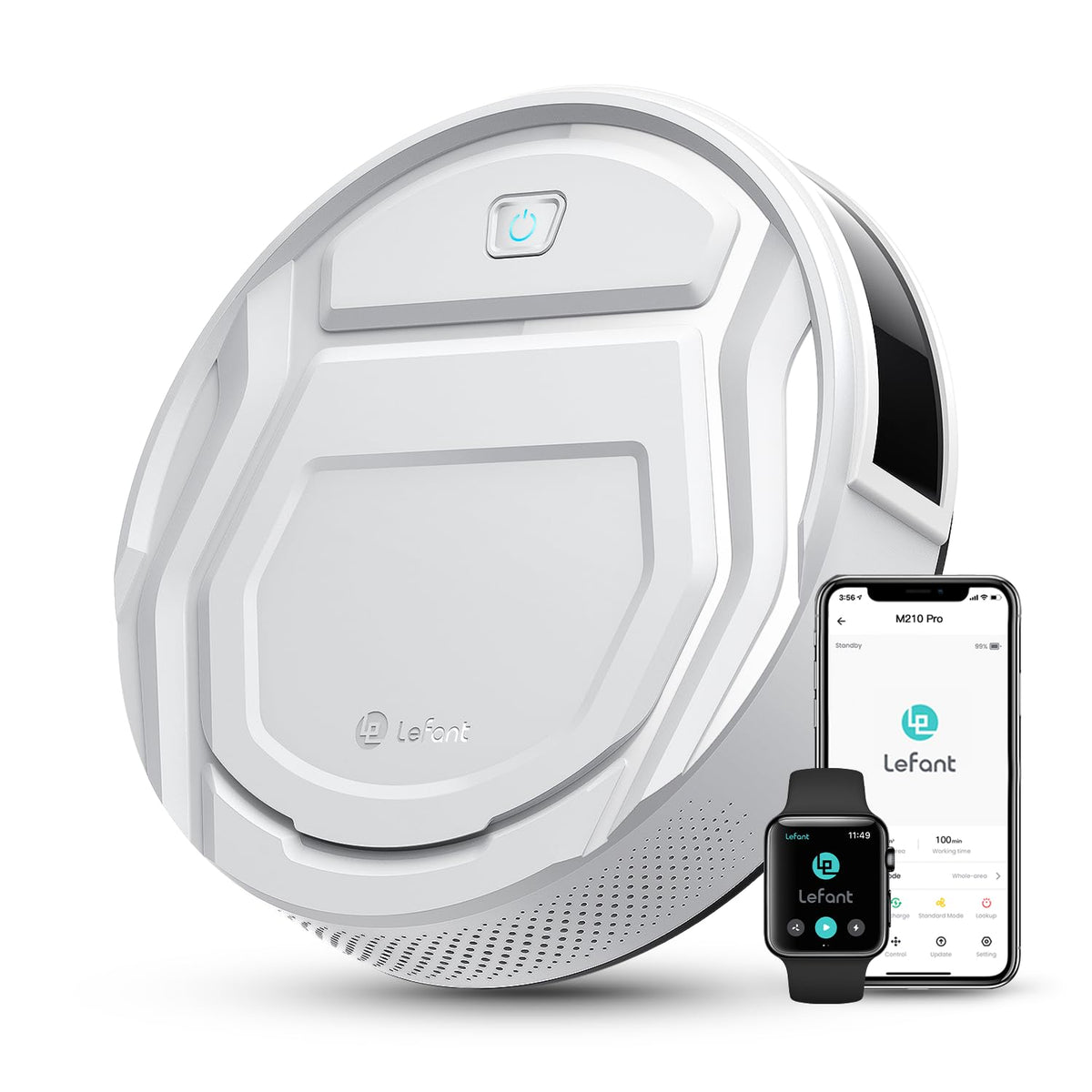 Lefant Robot Vacuum Cleaner, Strong Suction, 120 Mins Runtime, Slim, Low Noise, Automatic Self-Charging, Wi-Fi/App/Alexa Control, Ideal for Pet Hair Hard Floor and Daily Cleaning, M210