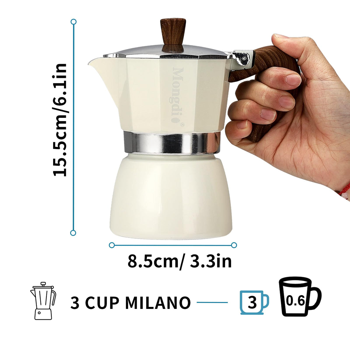 Mongdio Stovetop Espresso Maker Moka Pot, Cuban Coffee Maker Stove Top Coffee Maker Moka Italian Espresso Greca Coffee Maker Brewer Percolator, 6 Espresso Cups, 10 oz - Black