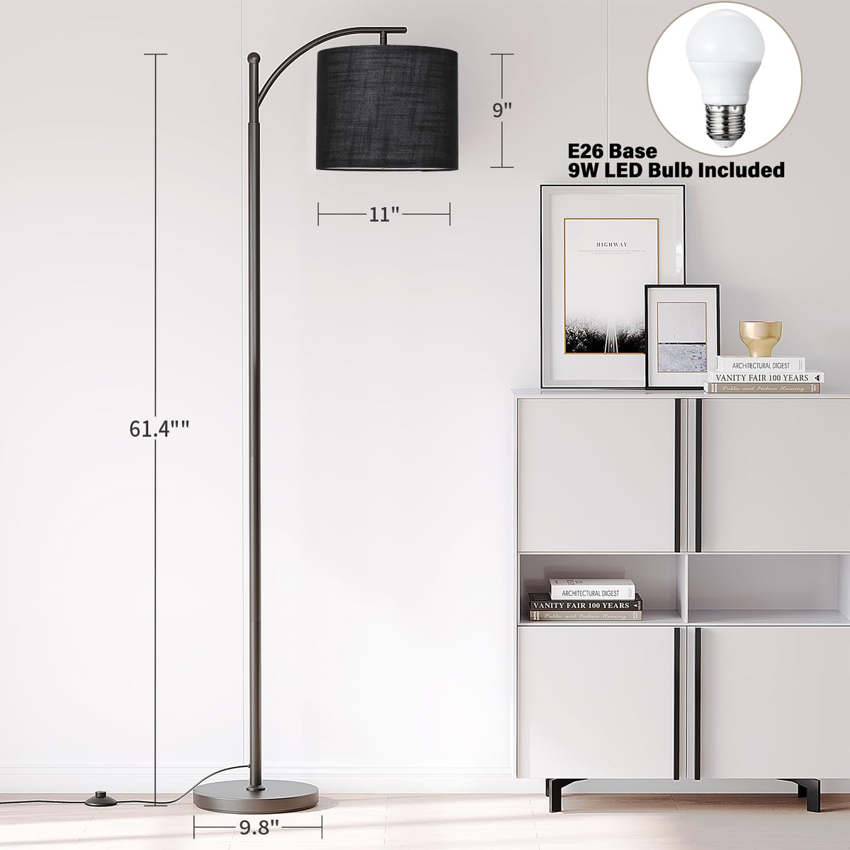 SUNMORY Arc Floor Lamp, Modern Floor Lamp with 3 Color Temperatures Bulb