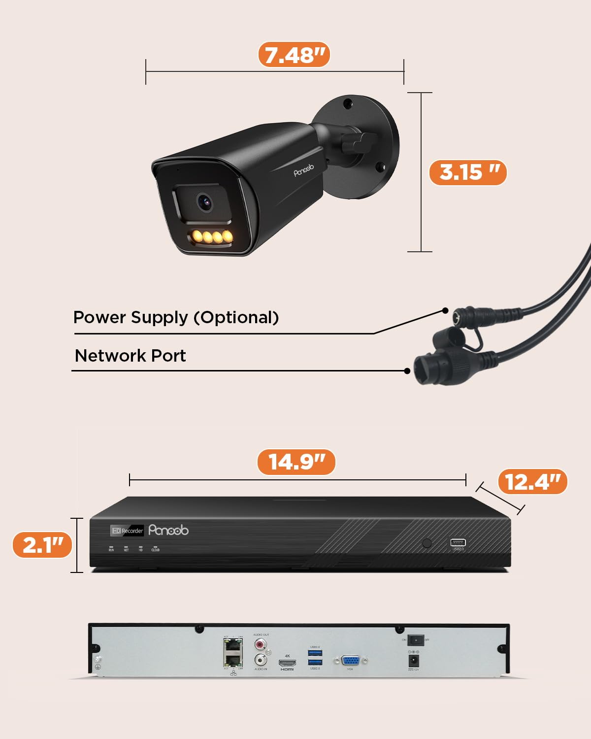 PoE 32 Channel Security Camera System with 8TB HDD, PB65A2032-5MD
