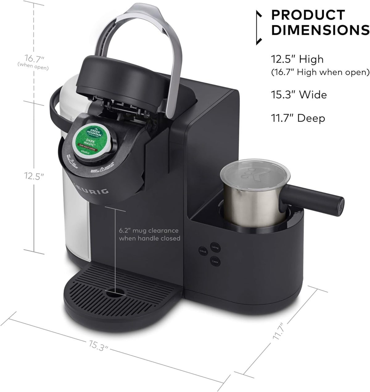 Keurig K-Cafe Single-Serve K-Cup Coffee Maker, Dark Charcoal
