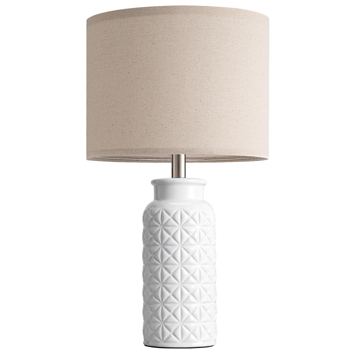 Innqoo 22.6" Modern Ceramic Bedside Lamps Set of 2, Lamps for Bedroom,White