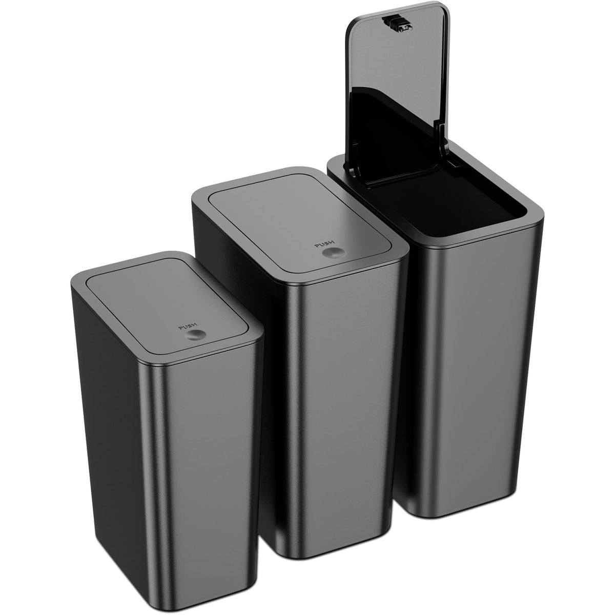 N. NETDOT 3 Pack 10L / 2.6 Gallon Small Trash Can with Lid, Bathroom Garbage Can with Pop-Up Lid, Waste Basket for Bathroom, Kitchen, Bedroom, Powder Room, Craft Room, Office, College (Off White)