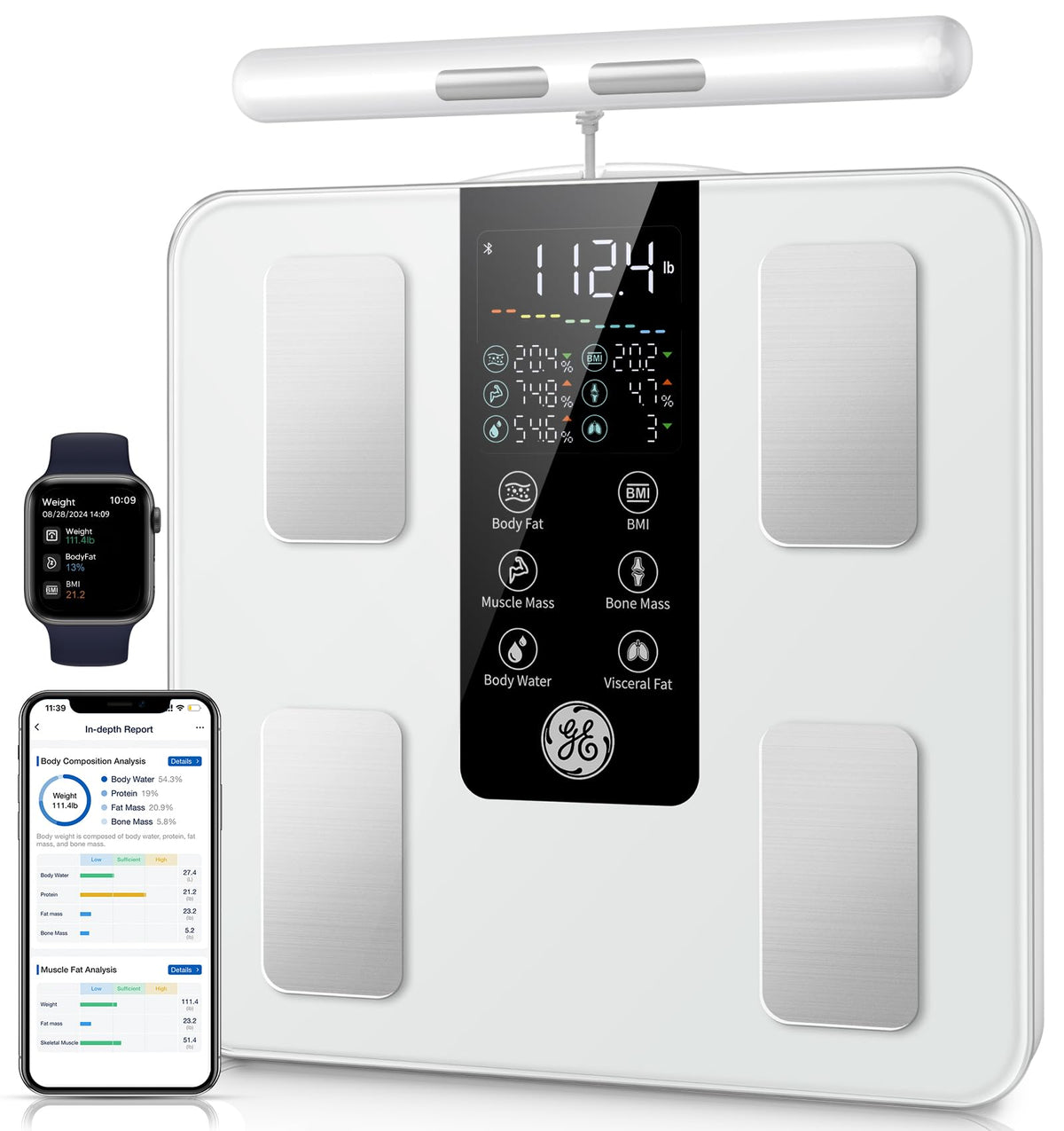 GE Smart Scale for Body Weight: Full Body Composition Analyzer, 50+ Metrics
