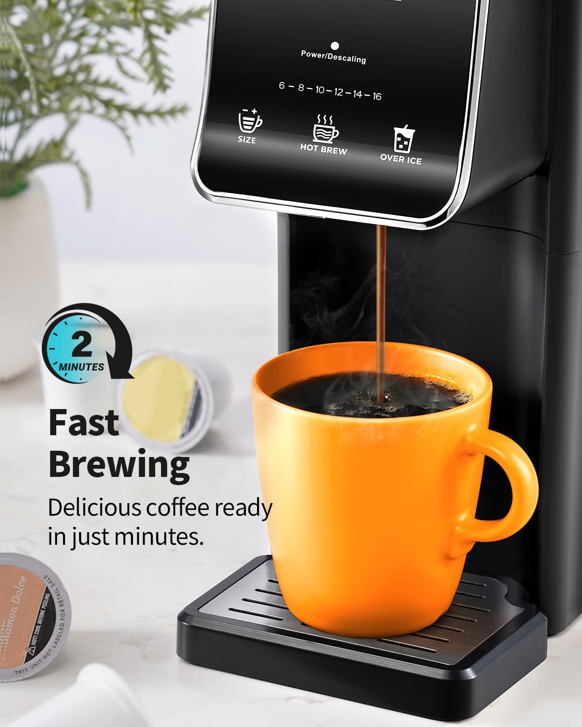 KIDISLE Single Serve K Cup & Ground Coffee Maker, Hot & Iced Brew, Black