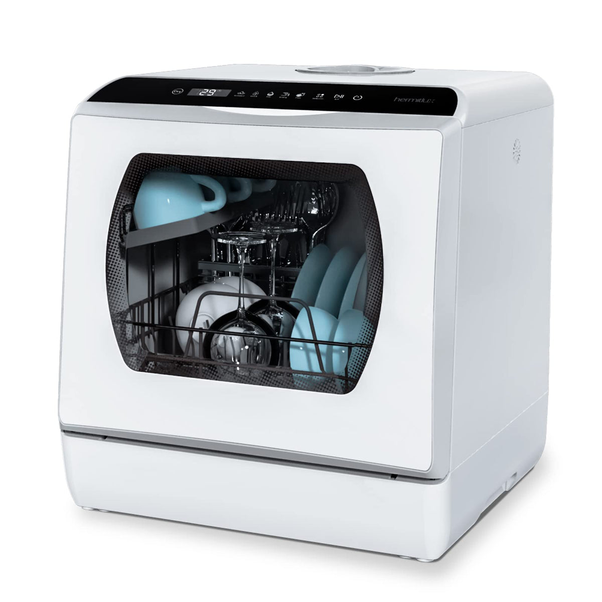Hermitlux Countertop Dishwasher, 5 Place Settings Portable Dishwashers Mini