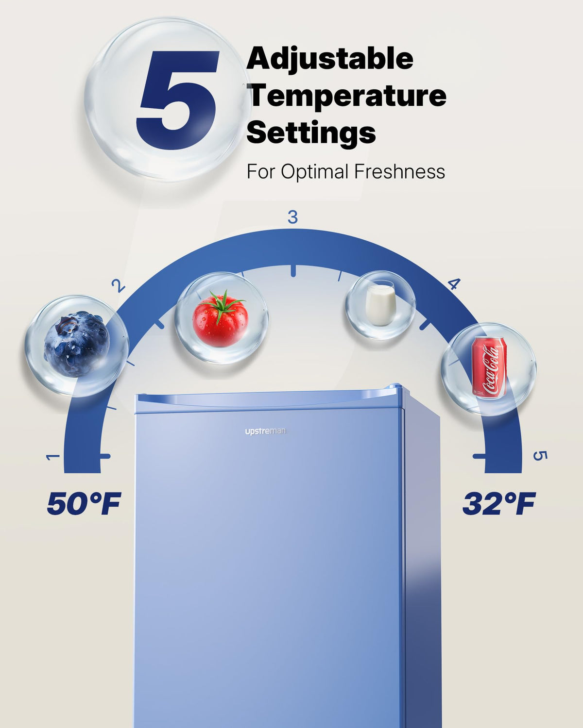 Upstreman 3.2 Cu.Ft Mini Fridge with Freezer, Black-BR321