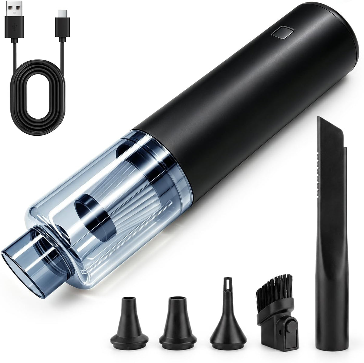 Cordless Handheld Vacuum Cleaner, 6000Pa Portable Mini Hand Vac, 4‑in‑1 Suck Blow Inflate Deflate with 5 Attachments, Picks up Pet Fur Dust Crumbs for Home Sofa Furniture Car