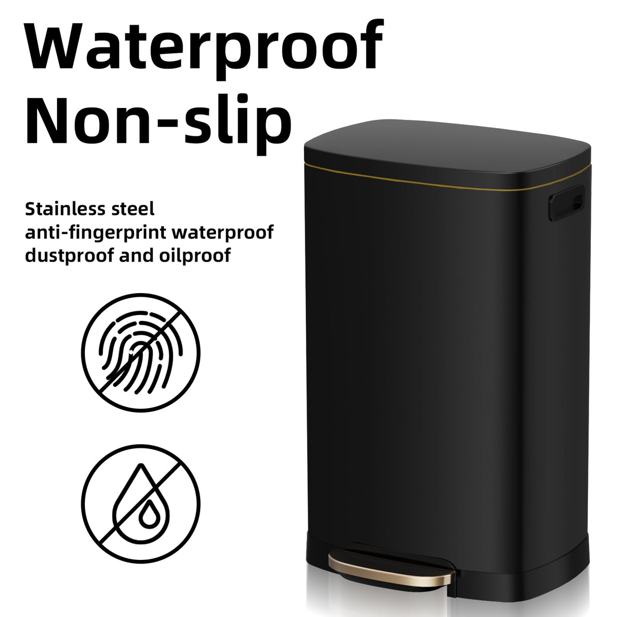 KdbK Kitchen Trash Can with Lid, 13 Gal Stainless Steel Pedal Garbage Can