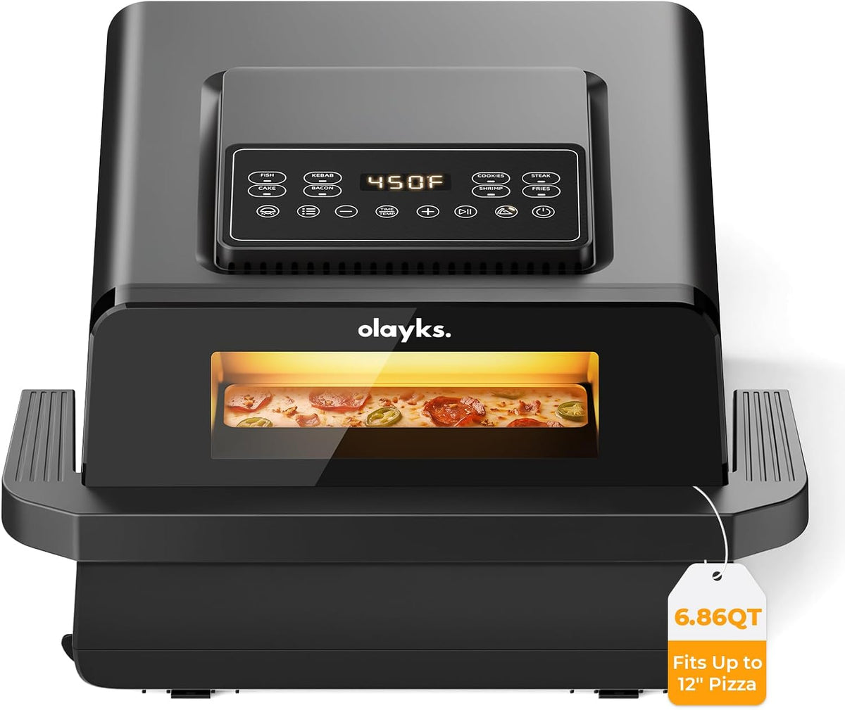 Indoor Pizza Oven, 6.86QT Large Air Fryer with 9 Cooking Functions