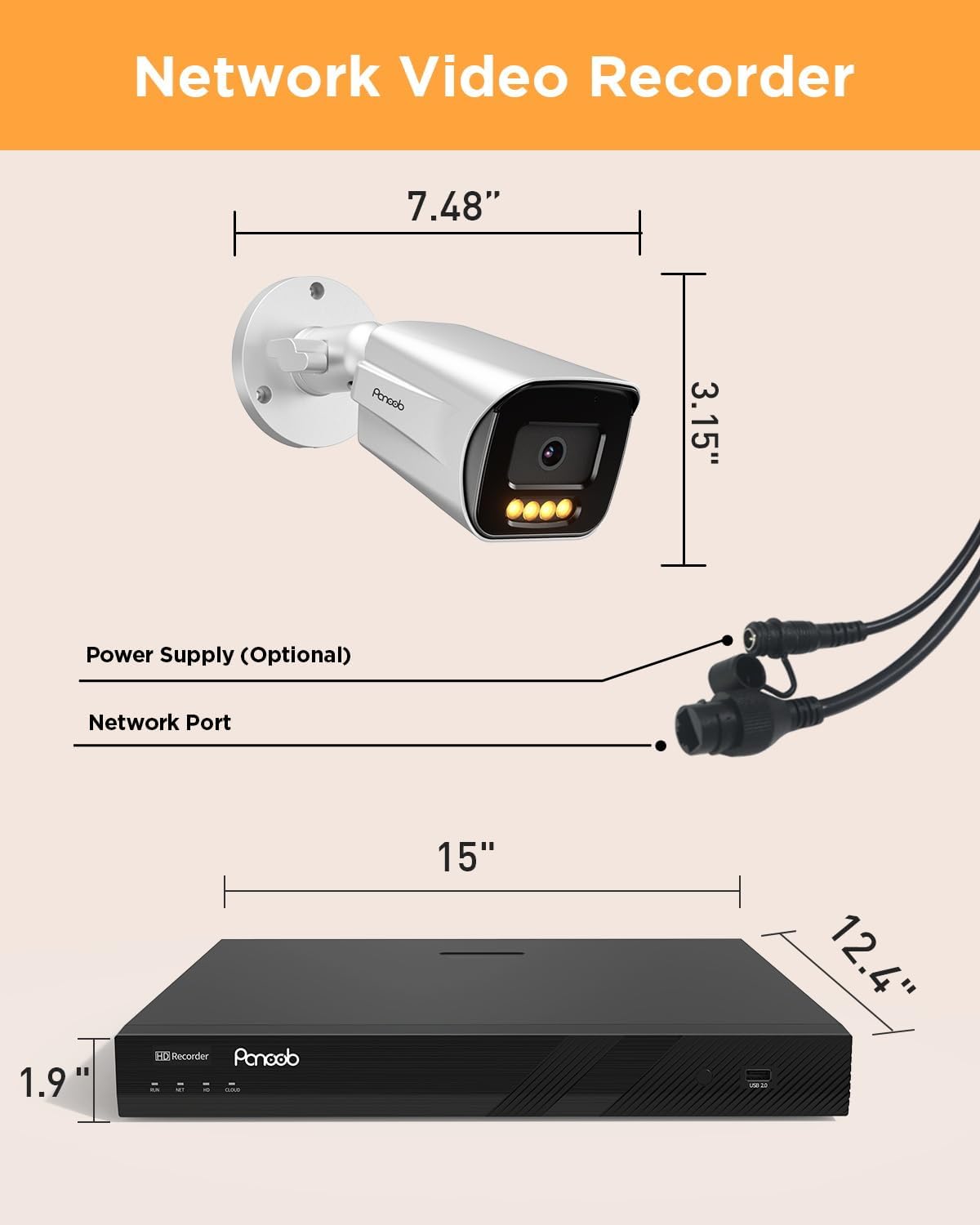 PoE 32 Channel Security Camera System with 8TB HDD, PB65A2032-5MD