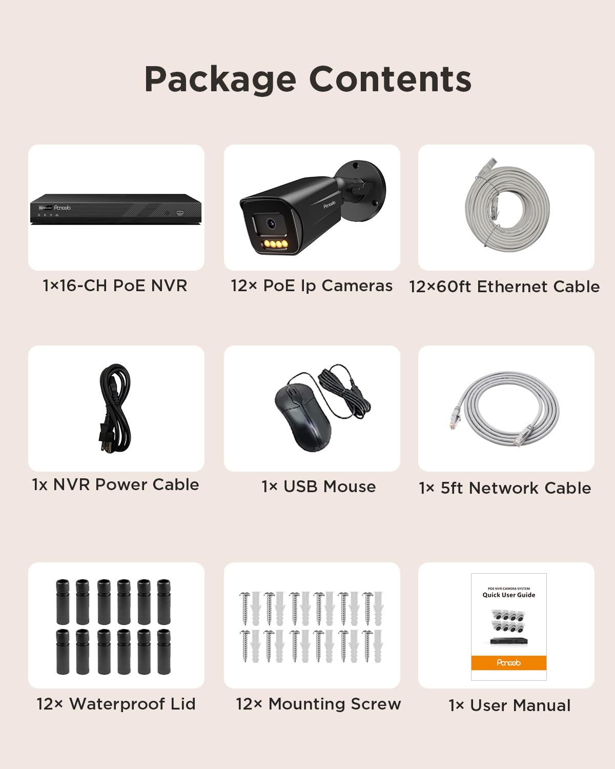 PoE 32 Channel Security Camera System with 8TB HDD, PB65A2032-5MD