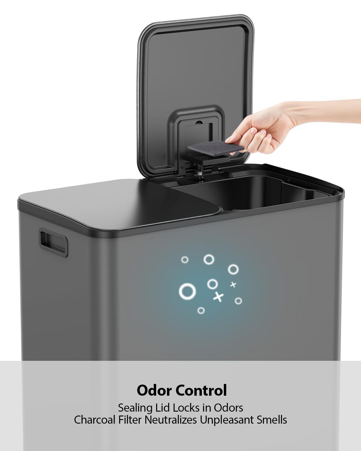 Lovewind Dual Trash and Recycling Bins for Kitchen, 2 * 11-Gallon Stainless Steel Double Trash Can, Step-On Garbage and Recycle Combo, Quiet Close, Pet-Proof, Compatible with 13-Gallon Bags, White