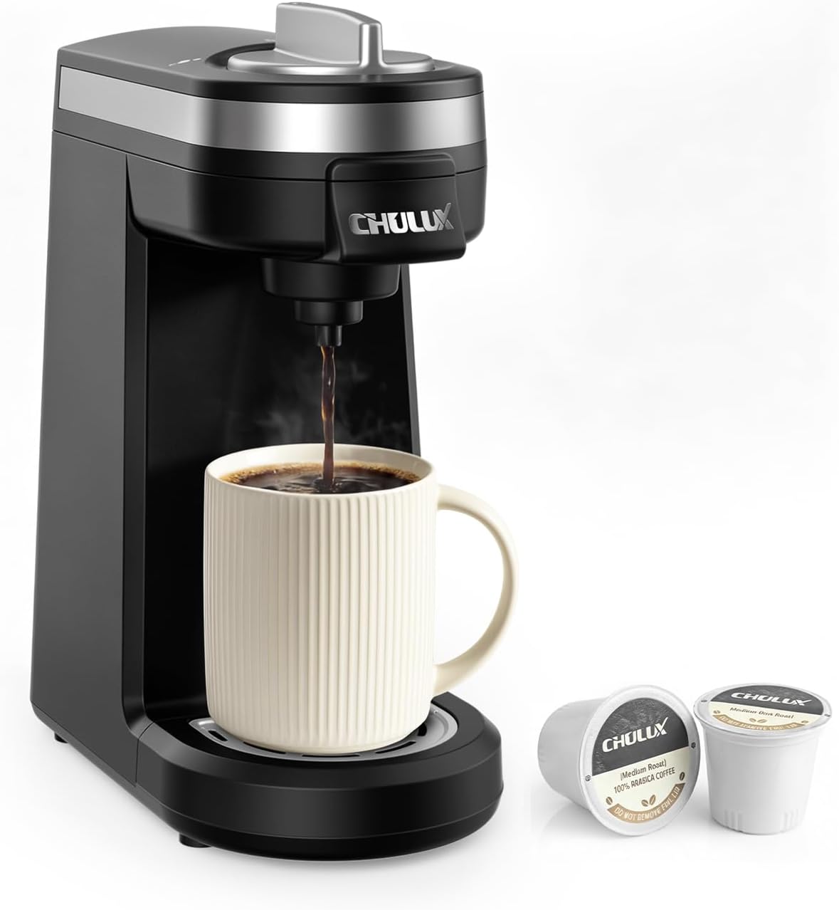 CHULUX Single Serve Coffee Maker for K Cup Pod, Fast-Heating System, Black