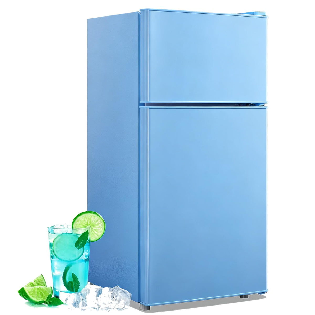 45L Personal Double‑Door Mini Fridge With Freezer, Pink
