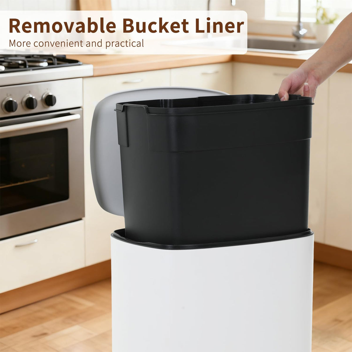 PayLessHere | 13G Trash Can with Lid | Steel | Removable Inner Bucket