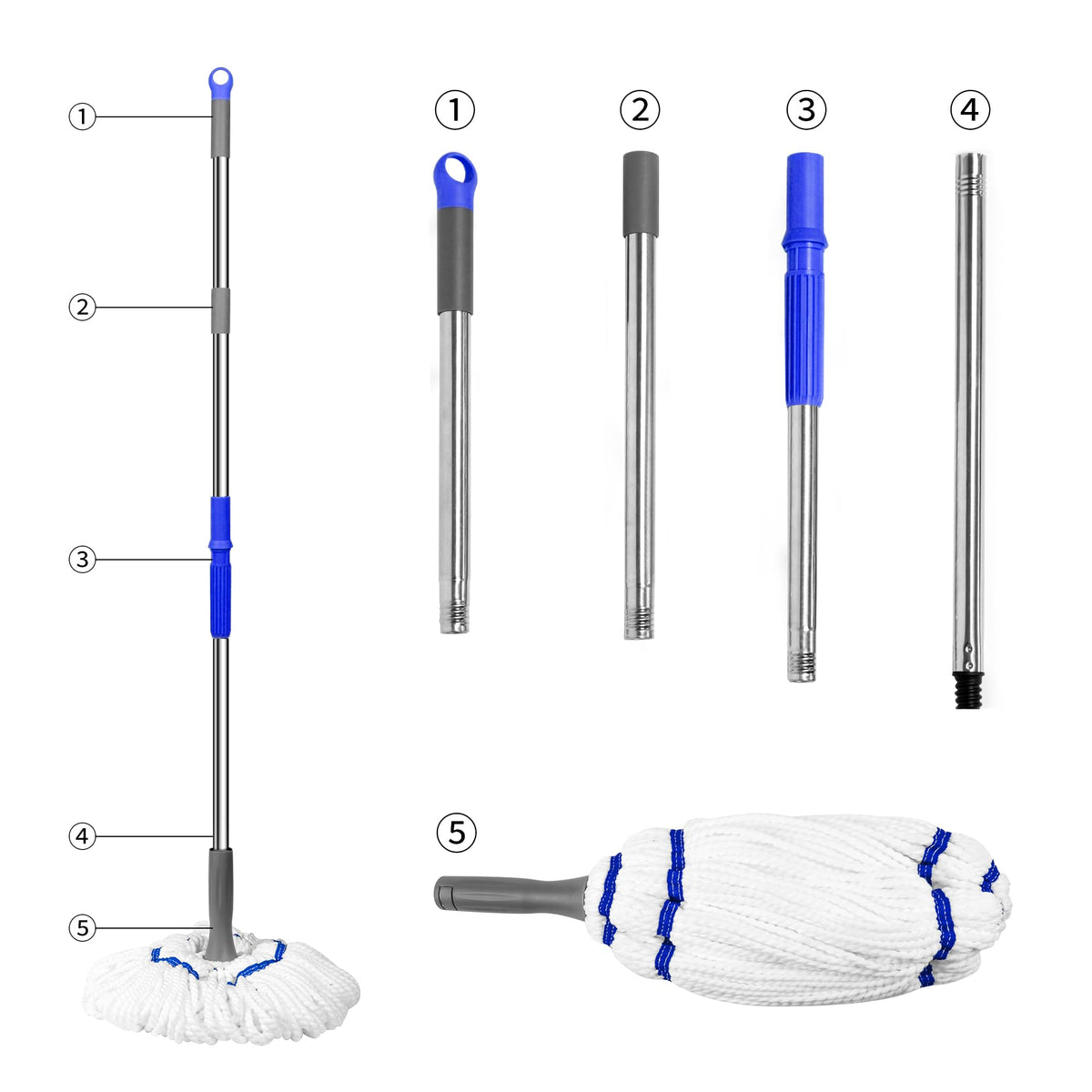 Self Wringing Mop Easy Squeeze Twist Mop,Gray