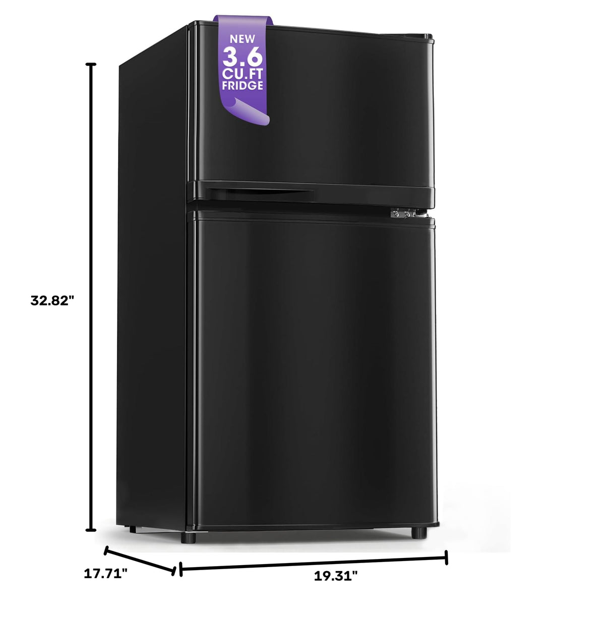 3.6 Cu.Ft Mini Fridge with Freezer for Dorm Office, Silver