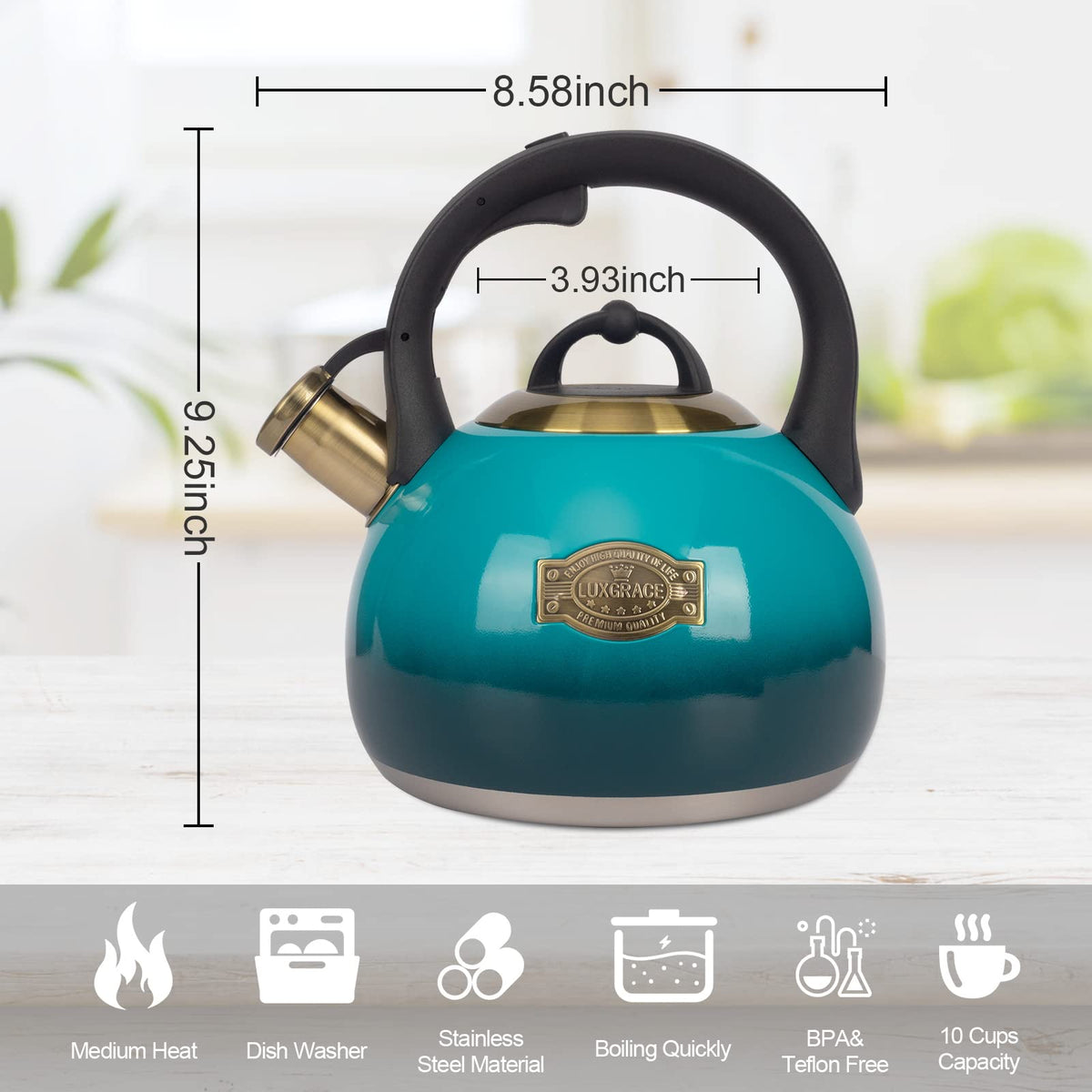 Tea Kettle for Stovetop, Food Grade Stainless Steel Water Kettle, Tea Pot for Home & Kitchen, 3.1 Quart