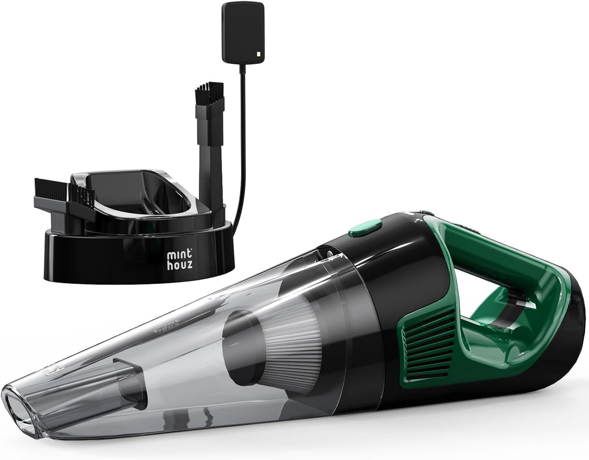 Minthouz Cordless Handheld Vacuum, 9700Pa Suction, LED Light, Charging Base
